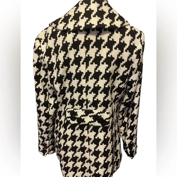 White House Black Market Houndstooth Pea Coat Large - Picture 8 of 13